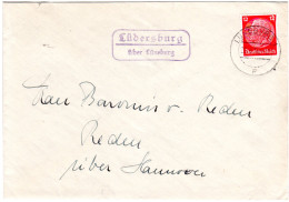 DR 1936, Landpost Stpl. LÜDERSBURG über Lüneburg Auf Brief M. 12 Pf.  - Cartas & Documentos