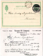 Dänemark 1905, 5 öre Ganzsache M. Rs. Zudruck Vacuum Oil Company N. Norwegen - Autres & Non Classés