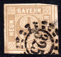 Bayern 11, Breitrandige 9 Kr. Braun M. Beginnender Randlinienaufspaltung  - Oblitérés