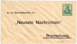 DR, Ungebr. 5 Pf. Germania Privatganzsache Neueste Nachrichten Braunschweig - Covers & Documents