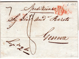 Italien Toscana 1838, Roter L3 VIA DI MARE (E) Auf Brief V. Livorno N. Genova - Sin Clasificación