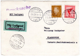 DR 1929, 5+10 Pf. Auf Erstflug Karte München Klagenfurt. Nur 215 St. Befördert! - Lettres & Documents