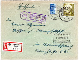 BRD 1955, Landpost Stpl. WAHRSTEDT über Vorsfelde Auf Reko Brief M. 70 Pf. - Sammlungen