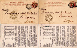 GB 1886/87, 2 Ganzsachen V. Glasgow N. Schweden M. Rücks. Metallpreisliste - Sonstige & Ohne Zuordnung