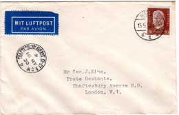 DR 1930, EF 50 Pf. Auf Luftpost Brief V. Köln N. GB - Brieven En Documenten