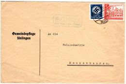 DR 1940, Landpost Stpl. UNLINGEN über Riedlingen Auf Brief M. Mischfranktur - Cartas & Documentos