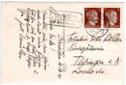 DR 1942, Landpost Stpl. OBERHÖFEN über Öhringen Auf Karte M. Paar 3 Pf. - Cartas & Documentos