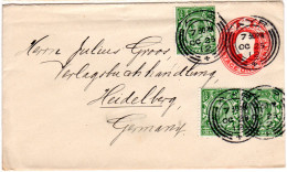 GB 1912, 3x1/2d Zusatzfr. Auf 1d Ganzsache Brief V. AYR N.Deutschland - Altri & Non Classificati