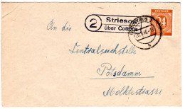 1946, Landpost Stpl. 2 STRIESOW über Cottbus Klar Auf  Brief M. 24 Pf.  - Cartas & Documentos