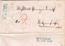 Württemberg 1850, L2 LANGENBURG Klar Auf Porto Brief N. Nitzenhausen - Prephilately