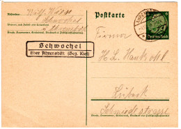 DR 1934, Landpost Stpl. SCHWOCHEL über Ahrensbök (Bez Kiel) Auf 6 Pf. Ganzsache  - Lettres & Documents