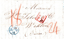Frankreich 1836, Verrechnungs-R2 FR7D Auf Porto Brief V. Paris I.d. Schweiz - Otros & Sin Clasificación