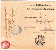 Bayern 1910, K2 KULMBACH Auf Gerichts-Brief M. Mainleus Gemeindestempel - Brieven En Documenten