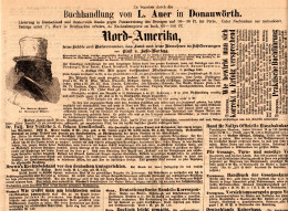 Donauwörth Ca. 1890, Reklame Zeitung L. Auer In Guter Erhaltung - Andere & Zonder Classificatie