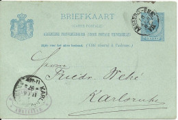 DR 1887, Klaucke Nr.81 "Karlsruhe A", Ank.Stpl. Auf NL Ganzsache M. Bahnpoststpl - Covers & Documents