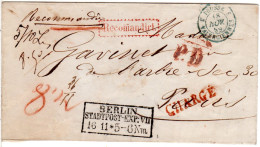 Preussen 1859, R3 BERLIN STADTPOST-EXP: VII Auf Einschreiben Brief N. Frankreich - Brieven En Documenten