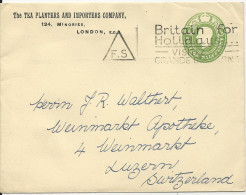 GB, 1/2d Ganzsache Brief "Tea Planters..." M. "Holidays..." Werbestempel. - Levensmiddelen