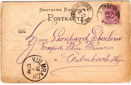DR 1883, Nachverwendeter Schlesien Preussen-K2 REUSSENDORF Auf Karte M. 5 Pf. - Brieven En Documenten
