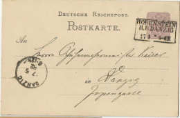 R3 Hohenstein R.B. DANZIG Klar Auf Ganzsache  V. 1882 Nach Danzig! - Autres & Non Classés