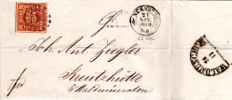 Bayern 1860, Breitrandige 6 Kr. Auf Brief V. Nürnberg N. Kreuzhütte, Österreich - Storia Postale