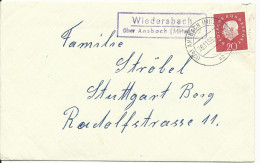 BRD 1959, Landpost Stpl. Wiedersbach über Ansbach Auf Brief M. 20 Pf. - Altri & Non Classificati
