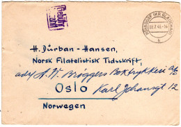 1948, Blauer R2 Gebühr Bezahlt Auf Brief V. HOHNDORF (SBZ) N. Norwegen - Storia Postale