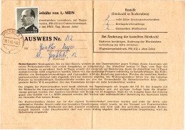 DDR 1965, EF 1 Mk. Auf PWZ Ausweis V. Dresden - Storia Postale