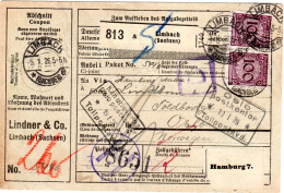 DR 1926, 2x30+2x100 Pf. Vorder- U.rs. Auf Paketkarte V. Limbach N. Norwegen - Brieven En Documenten