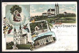 Lithographie Maria Dreieichen, Wallfahrts-Kirche, Bründl, Gasthof Wachelhofer  - Other & Unclassified