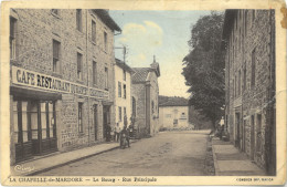 Cpa LA CHAPELLE DE MARDORE 69 - Le Bourg - Rue Principale (Café Restaurant) - Autres & Non Classés