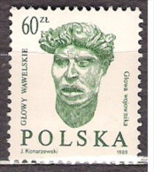 POLAND 1989 HEADS IN WAWEL CASTLE SERIES 9 NHM UNESCO World Heritage Site Art Sculpture Wooden Carvings - Unused Stamps