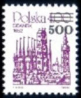 POLAND 1989 OVERPRINT ISSUE POLISH TOWNS ON OLD ENGRAVINGS NHM Danzig Gdansk Churches Cathedrals - Nuevos