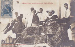 ETHIOPIE - L'EMPEREUR AUX COURSES A ADIS ABEBA - MENELIK II  - 1910 CORRESPONDANCE AU DOS - Äthiopien