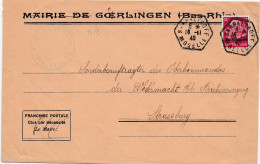 37143# HINDENBOURG LETTRE MAIRIE DE GOERLINGEN BAS RHIN Obl SARRALTROFF MOSELLE 16 11 1940 STRASBOURG - Cartas & Documentos