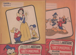 Lot 2 Protège-cahier-GREY_POUPON-WALT DISNEY-BLANCHE NEIGE-DONALD-MICKEY-moutarde DIJON-PLUTO CHIEN - Omslagen Van Boeken