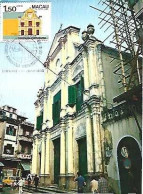 Macau & Maximun Card, View Of São Domingos Church, Macau 1983 (16) - Chiese E Cattedrali