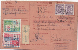 37155# CARTE RECEPISSE TIMBRE FISCAL + PETIT SCEAU Obl LANDEN 22 Janvier 1947 AUBANGE - 1935-1949 Sellos Pequeños Del Estado