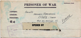 37160# PRISONER OF WAR CAMP ASHFORD GENERAL HOSPITAL WEST VIRGINIA USA 1945 CENSURE Pour METZ MOSELLE - Covers & Documents