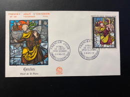 Enveloppe 1er Jour "Vitrail De L'Eglise Sainte Foy - Conches" 02/03/1963 - 1377 - Historique N° 451 - 1960-1969
