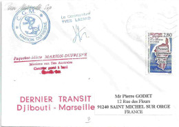 YT 2829 Libération De La Corse - Posté à Bord Du MD - Dernier Transit Djibouti Marseille - 22/06/1995 - Covers & Documents