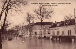 N°2785 W -cpa Villeneuve St Georges -inondations De Janvier 1910 -la Rue De Paris- - Villeneuve Saint Georges