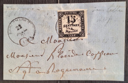 France 1863 Taxe °3B  Ob Sur Fgt Court Mais Pas Touché - 1859-1959 Cartas & Documentos