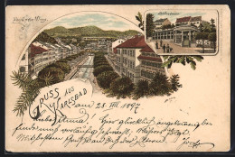 Lithographie Karlsbad, Alte Und Neue Wiese, Schlossbrunn  - Tchéquie