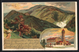Lithographie Keilberg, Kaiser Franz Josef Aussichtsturm Und Unterkunftshaus, Blick Ins Tal  - Tchéquie