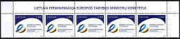 LITHUANIA 2024-04 EUROPA: Presidency In Council Of Europe. Flag. Top Strip 5v / Title, MNH - Idées Européennes