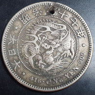 Japan 1 Yen Dragon Meiji 27 1894 Silver Very Fine Single Holes - Japan