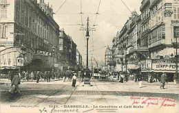 13 - Marseille - La Canebière Et Café Riche - Animée - Tramway - CPA - Voir Scans Recto-Verso - The Canebière, City Centre