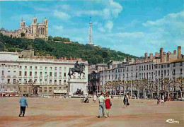 69 - Lyon - Place Bellecour - Statue équestre De Louis XIV - Notre Dame De Fourvière - Carte Neuve - CPM - Voir Scans Re - Other & Unclassified