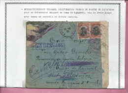 ENVELOPPE Affranchie Bulgare 1918 Pour Un Prisonnter Au Camp De KARASSOL Via La Croix Rouge  Avec Bande De Controle - 1877-1920: Periodo Semi Moderno