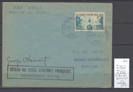 France - Lettre Du Bourget - PAR AVION - SERVICE DE NUIT - Autographe Du Pilote -1945 - 1960-.... Briefe & Dokumente